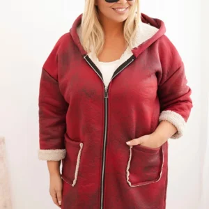 Moteriška Plus Size striukė su gobtuvu ir kišenėmis, pašiltinta avikailiu