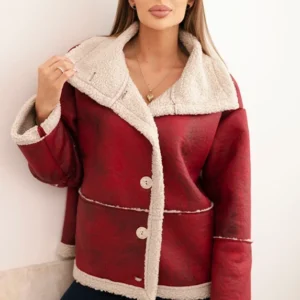 Damska Plus Size striukė su gobtuvu ir kišenėmis, apšiltinta avikailiu, kamelinė