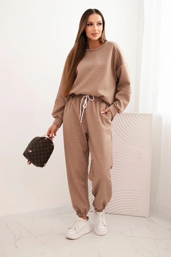 35408_1 Moteriškas su laisvu džemperiu ir kelnėmis su užrašu LOVE khaki - Image 2