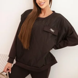 Moteriškas džemperių iš viskozės su siuvinėta palaidine ir kelnėmis