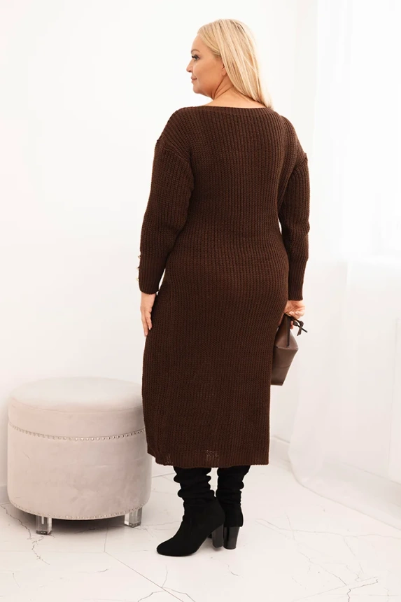 35433_2 Moteriška plius dydžio megztinė su moheru šokoladinė - Image 3