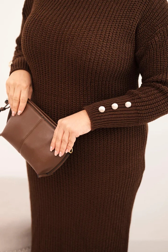 35433_3 Moteriška plius dydžio megztinė su moheru šokoladinė - Image 4