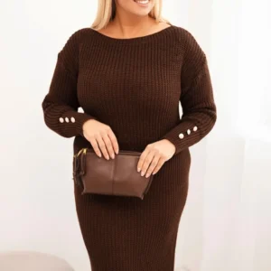 Moteriška plius dydžio megztinė su moheru šokoladinė