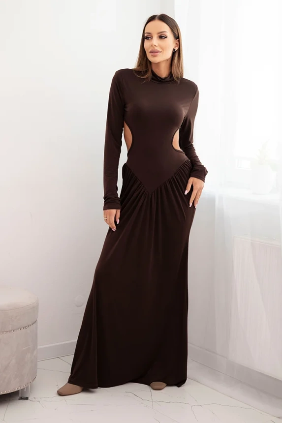 35579_1 Moteriška suknelė ilga su viskoze, su golfo apykakle ir atvirais nugaros šonais - Image 3