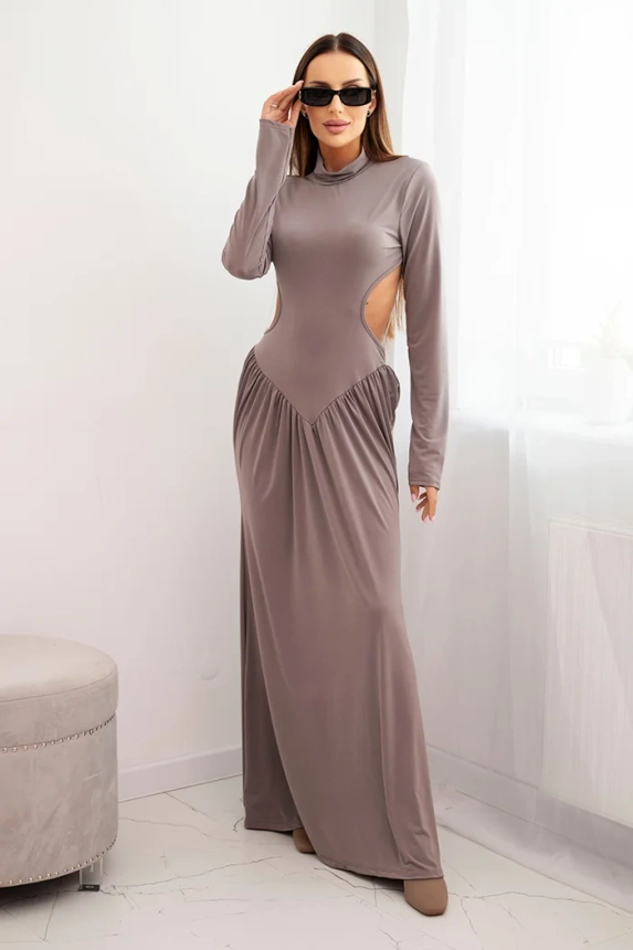 35580_1 Moteriška suknelė ilga su viskoze, su golfu ir atvirais nugaros, fango - Image 3