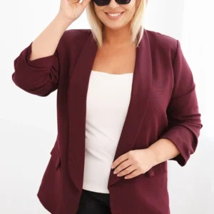 Moteriška švarkas Plus Size be užsegimo su pamušalu XL/2XL slyvų