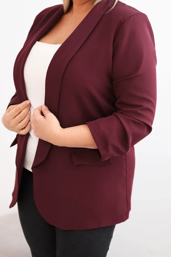 35602_4 Moteriška švarkas Plus Size be užsegimo su pamušalu XL/2XL slyvų - Image 4