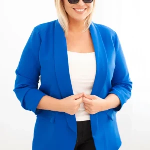 Moteriška švarkas Plus Size be užsegimo su pamušalu XL/2XL chabrova