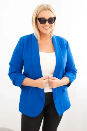 Moteriška švarkas Plus Size be užsegimo su pamušalu XL/2XL chabrova