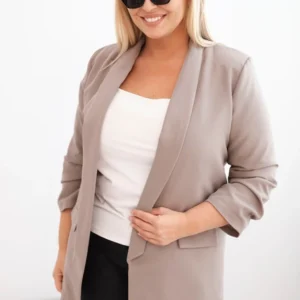 Moteriška švarkas Plus Size be užtrauktuko su pamušalu XL/2XL fango