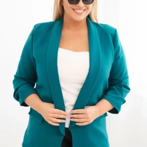 Moteriška švarkas Plus Size be užsegimo su pamušalu XL/2XL jūrinė