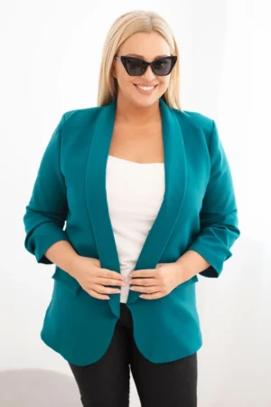 Moteriška švarkas Plus Size be užsegimo su pamušalu XL/2XL jūrinė