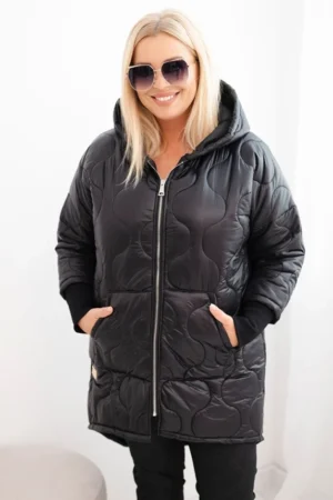 Moteriška žiemos striukė Plus Size su gobtuvu
