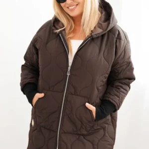 Moteriška žieminė striukė Plus Size su gobtuvu pūkuota