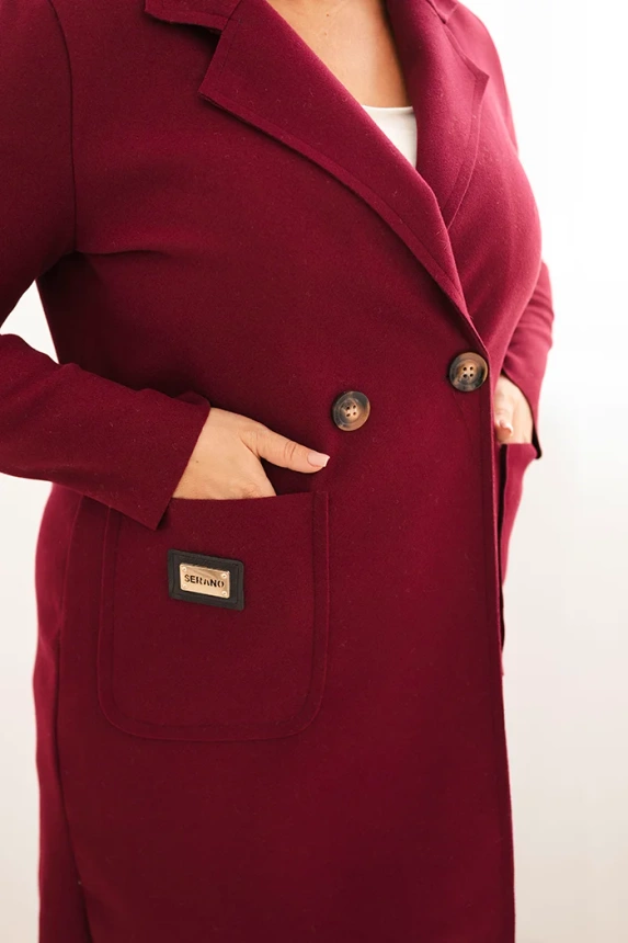 35655_4 Moteriškas elegantiškas paltas Plus Size su apykakle ir didelėmis kišenėmis slyvų - Image 4