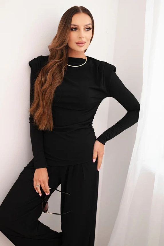 35730_3 Moteriškas iš medvilnės su palaidine ir plačiomis kelnėmis