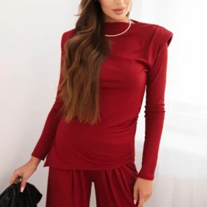 Moteriškas iš medvilnės su palaidine ir plačiomis kelnėmis