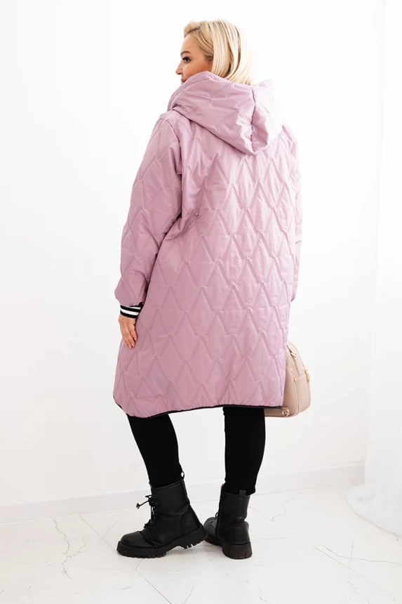 35740_2 Moteriška Plus Size pūkuota striukė su gobtuvu ir sportinėmis rankovėmis tamsiai - Image 3