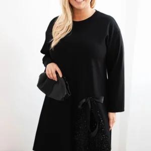 Moteriška Plus Size suknelė su dekoratyvine sequinų juostele