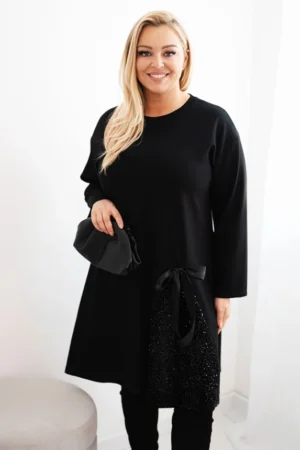 Moteriška Plus Size suknelė su dekoratyvine sequinų juostele