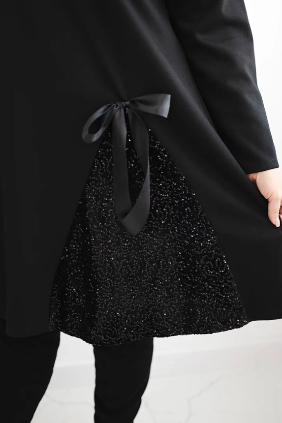 35783_4 Moteriška Plus Size suknelė su dekoratyvine sequinų juostele - Image 4