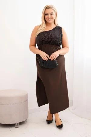 Moteriška vakarinė suknelė Plus Size vienam peti