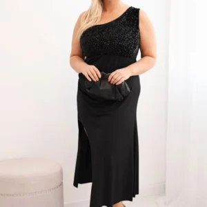 Moteriška vakarinė suknelė Plus Size vienam peti