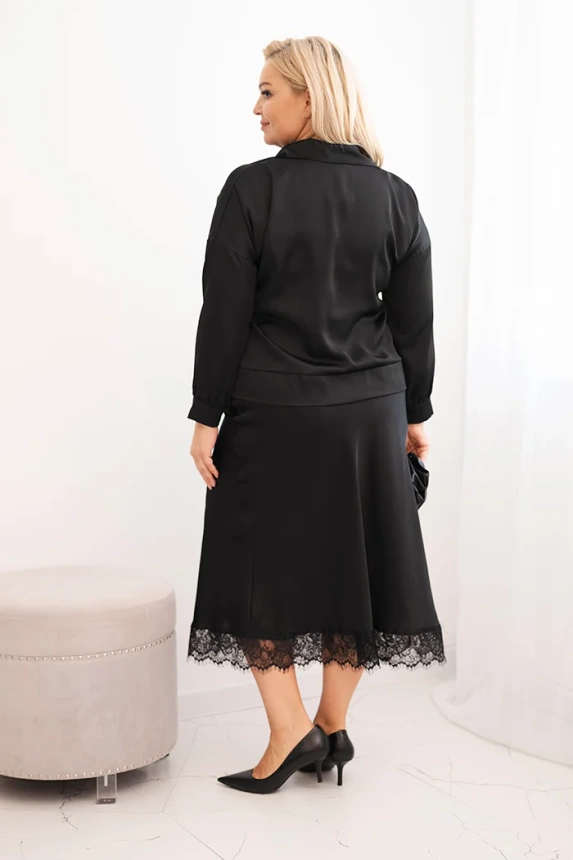 35797_2 Moteriškas Plus Size su satino blizgesiu ir nėriniais - Image 3