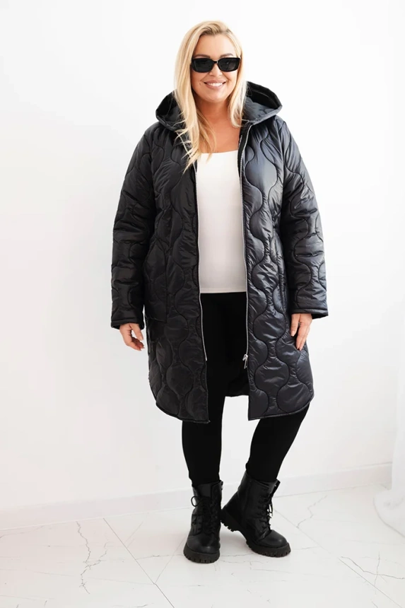 35798_1 Moteriška žieminė striukė Plus Size su gobtuvu - Image 2