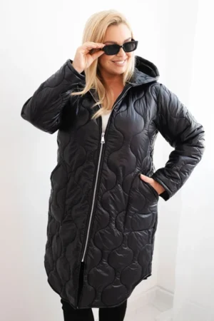 Moteriška žieminė striukė Plus Size su gobtuvu