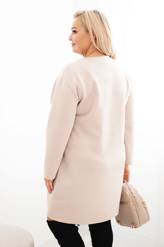 35813_2 Moteriška suknelė Plus Size su kišene ir 3/4 rankovėmis, bežinė - Image 3