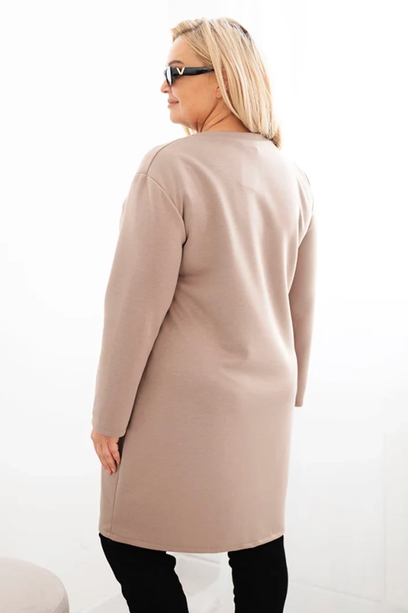 35814_2 Moteriška suknelė Plus Size su kišene ir 3/4 rankovėmis sviestinis kamelinis - Image 3