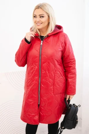 Moteriška Plus Size žieminė pūkinė striukė su gobtuvu