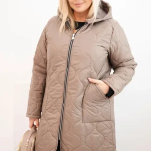 Moteriška Plus Size žieminė puffer striukė su gobtuvu fango