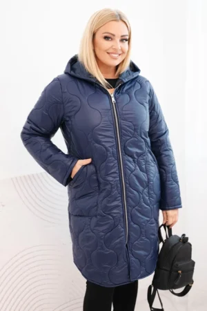 Moteriška Plus Size žieminė pamušalinė striukė su gobtuvu