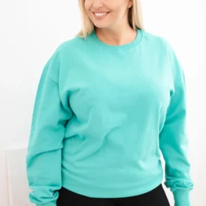 Moteriška pėtelkine Plus Size medvilninė basic bliuzonas su apvalia iškirpte