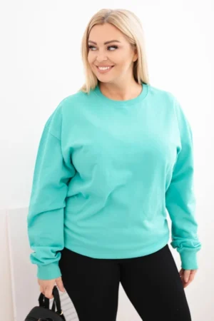 Moteriška pėtelkine Plus Size medvilninė basic bliuzonas su apvalia iškirpte
