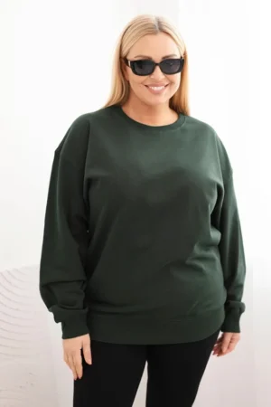 Moteriška platiša Plus Size medvilninė basic su apvalia iškirpte tamsiai