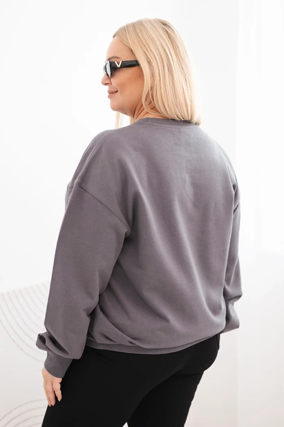 35949_2 Moteriška pėtelkų džemperis Plus Size medvilninis basic su apvalia iškirpte - Image 3