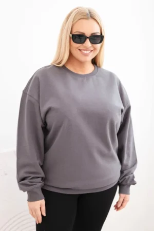 Moteriška pėtelkų džemperis Plus Size medvilninis basic su apvalia iškirpte