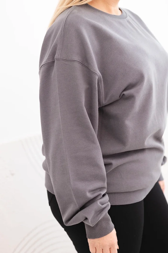 35949_4 Moteriška pėtelkų džemperis Plus Size medvilninis basic su apvalia iškirpte - Image 4