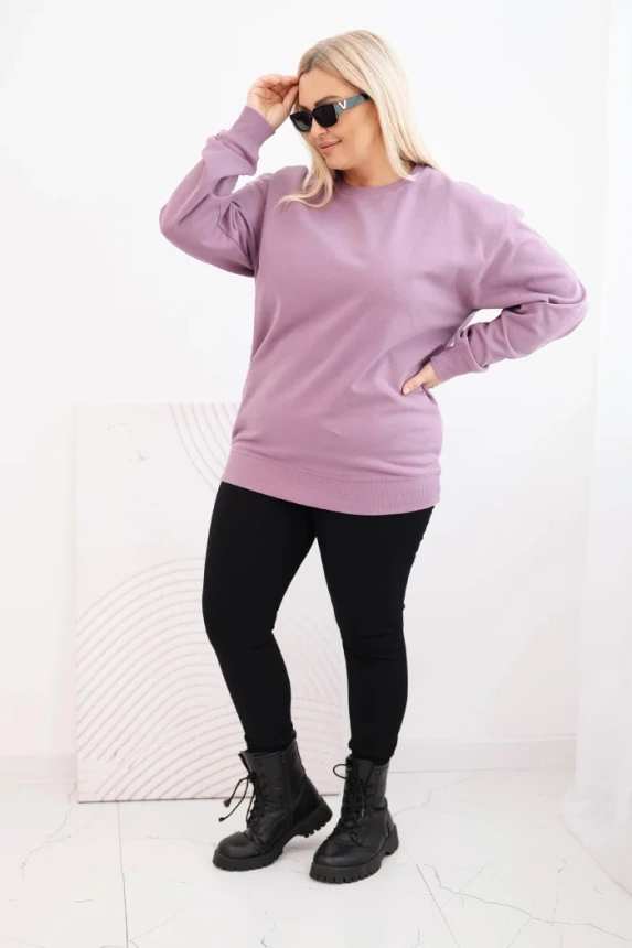35952_1 Moteriška pėtelkine Plus Size medvilninė basic bliuzono su apvaliu iškirpimu tamsiai - Image 2