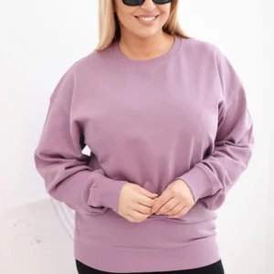 Moteriška pėtelkine Plus Size medvilninė basic bliuzono su apvaliu iškirpimu tamsiai