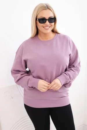 Moteriška pėtelkine Plus Size medvilninė basic bliuzono su apvaliu iškirpimu tamsiai