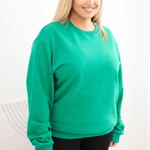 Moteriška Plus Size medvilninė basic megztinė su apvaliu iškirpimu šviesiai