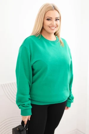 Moteriška Plus Size medvilninė basic megztinė su apvaliu iškirpimu šviesiai