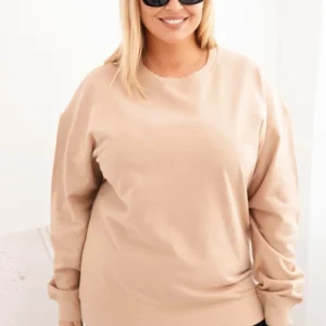 Damska pėtelinė palaidinė Plus Size medvilninė basic su apvaliu iškirpimu bežinė