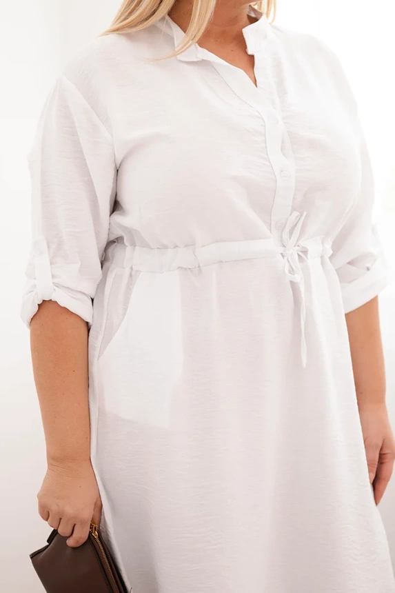 35969_4 Moteriška suknelė iš viskozės Plus Size su mygtukais ir juosmeniu surišimu - Image 4