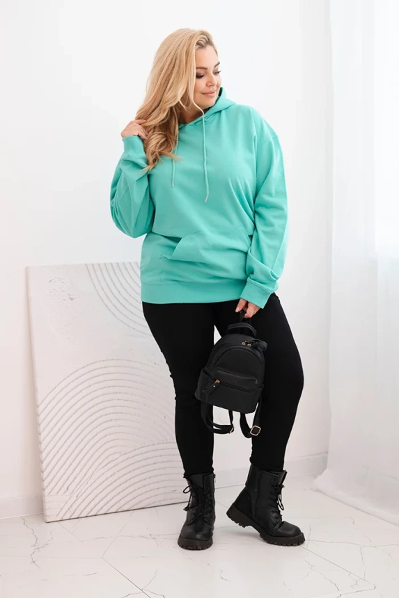 35974_1 Moteriška pėtelė su gobtuvu ir kengūros kišene Plus Size medvilninė - Image 2