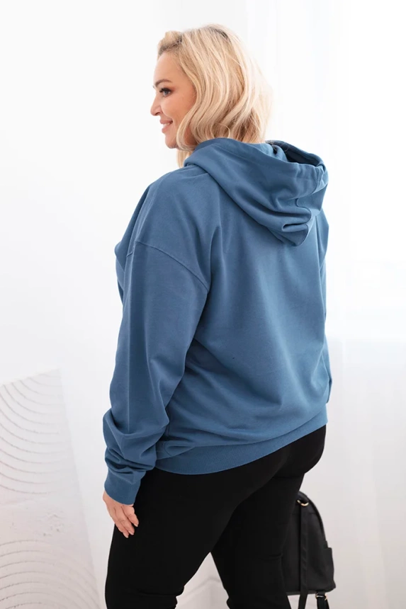 35977_2 Moteriška džemperis Plus Size medvilninis su gobtuvu ir kengūros kišene - Image 4